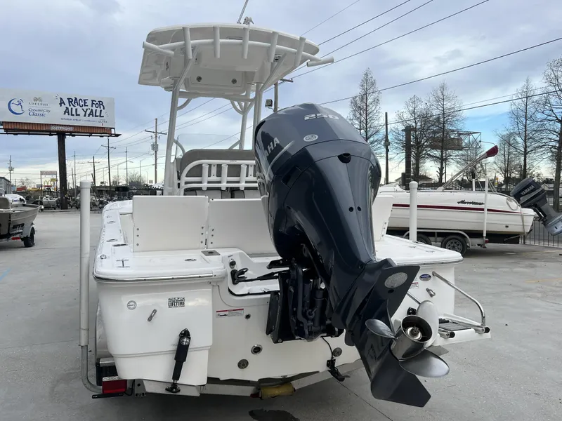 Slide: The Image of 2020 Sea Fox 240 Viper boat with Yamaha outboard motor, parked outdoors. - 8