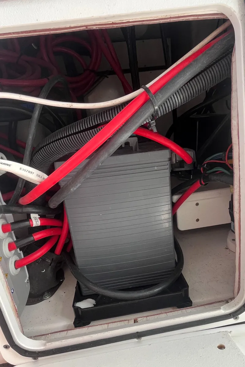 Slide: The Image of Electrical wiring inside 2021 Sea Fox 368 Commander boat compartment. - 21