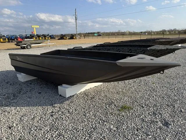 Slide: The Image of 2025 Edge Duck Boats 550 SPORTSMAN on gravel lot under blue sky. - 5