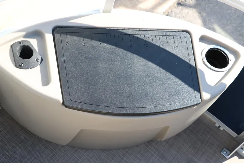 Slide: The Image of 2023 Sun Tracker 18 BASS BUGGY console with cup holders and measuring board. - 32