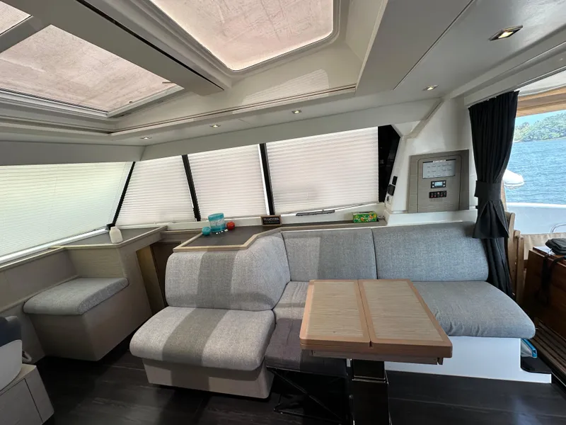 Slide: The Image of Luxury seating on 2021 Fountaine Pajot MY4.S yacht, featuring elegant design and comfort. - 9