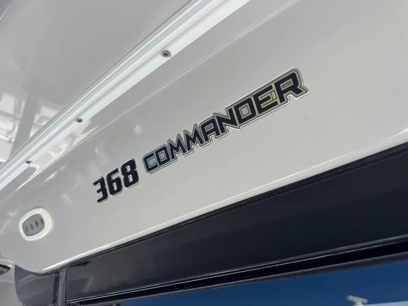 Slide: The Image of Sea Fox 368 Commander 2022 boat model nameplate on hull. - 16
