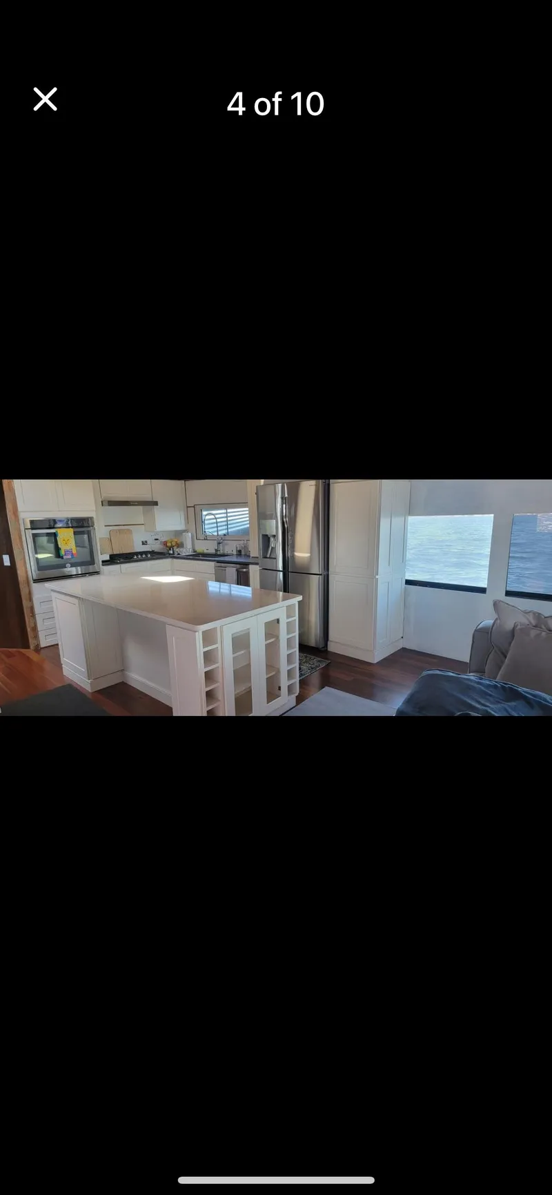 Slide: The Image of Interior of 1997 Tarrab Motor Yacht with modern kitchen and ocean view. - 4