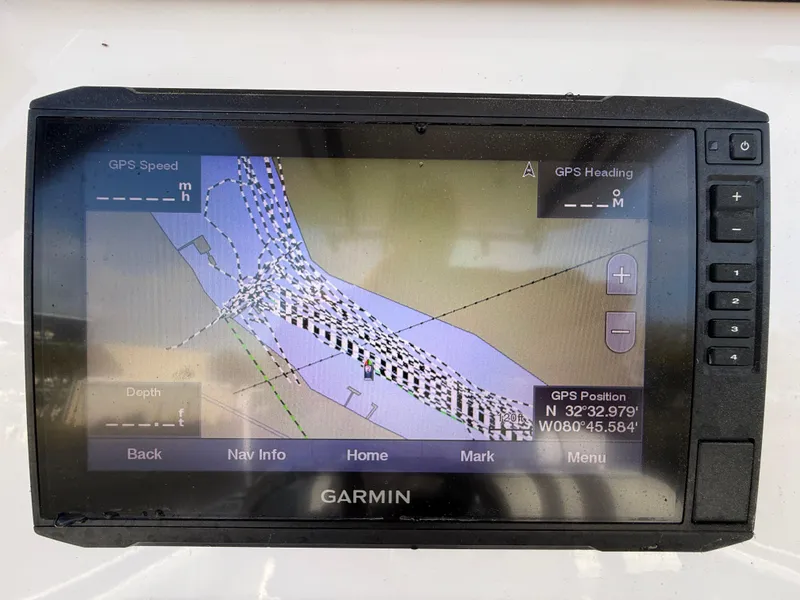 Slide: The Image of Garmin GPS display on 2021 Sea Fox 248 Commander boat showing navigation map. - 16