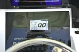 Slide: The Image of 2023 Sea Pro 239 Deep V CC boat interior with branded storage compartment. - 17