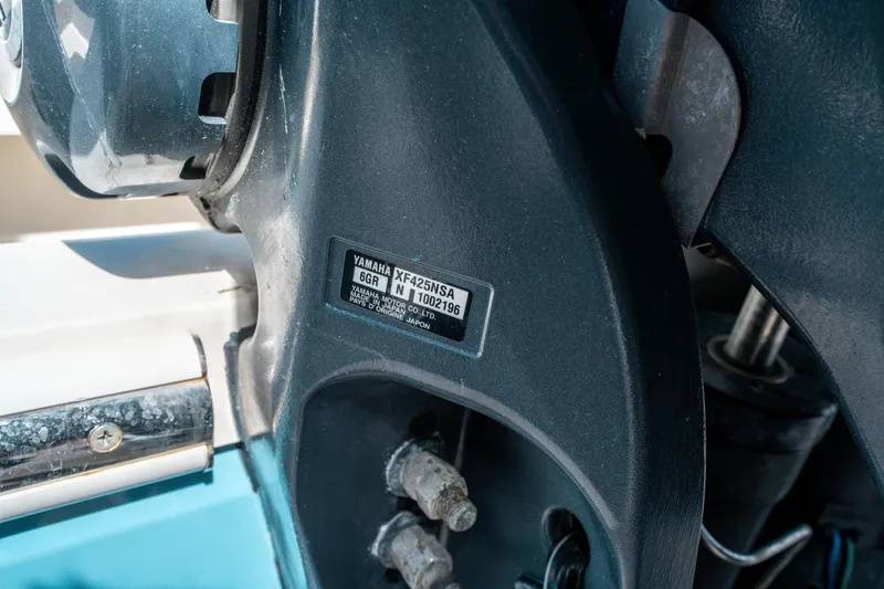 Slide: The Image of Close-up of Yamaha motor on 2020 Cobia 330 DC boat. - 47