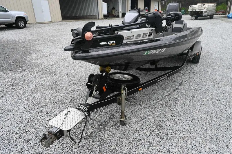 Slide: The Image of 2012 Stratos 189VLO fishing boat on trailer with Minn Kota trolling motor. - 5