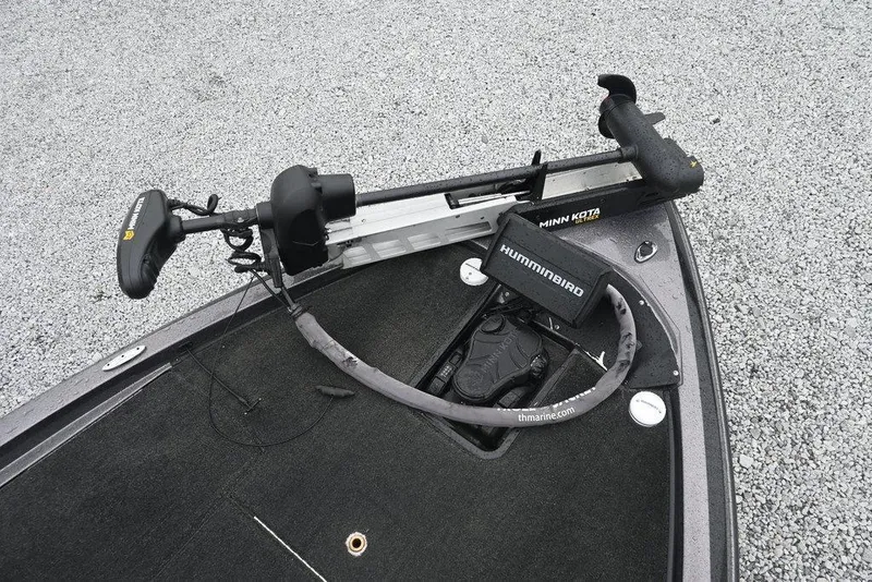 Slide: The Image of 2012 Stratos 189VLO boat with Minn Kota trolling motor and Humminbird fish finder on deck. - 8