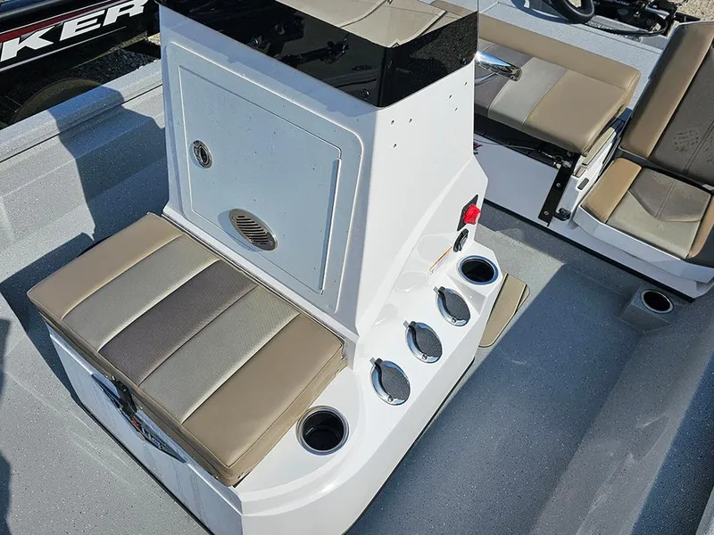 Slide: The Image of 2025 Vexus ACX 2000 boat interior with seating and control panel. - 23