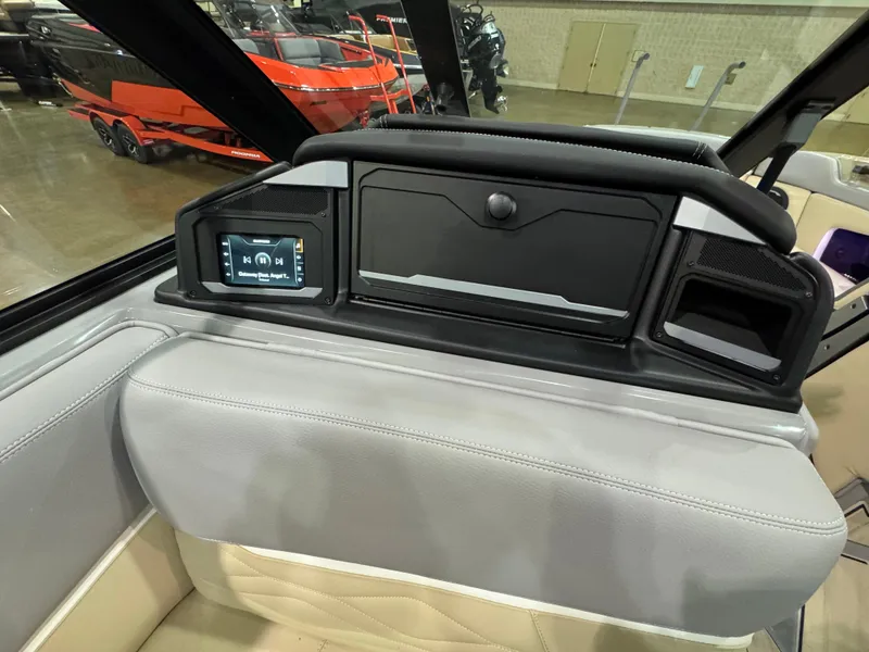 Slide: The Image of 2025 Supra SL boat interior with modern dashboard and touchscreen display. - 24