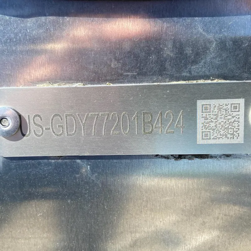 Slide: The Image of 2024 Godfrey Sweetwater SW2286SFL metal plate with serial number and QR code. - 10
