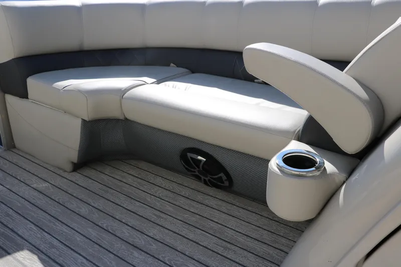 Slide: The Image of Luxurious seating on 2022 Silver Wave 2410 SW5 CLS boat with cup holder and speaker. - 34