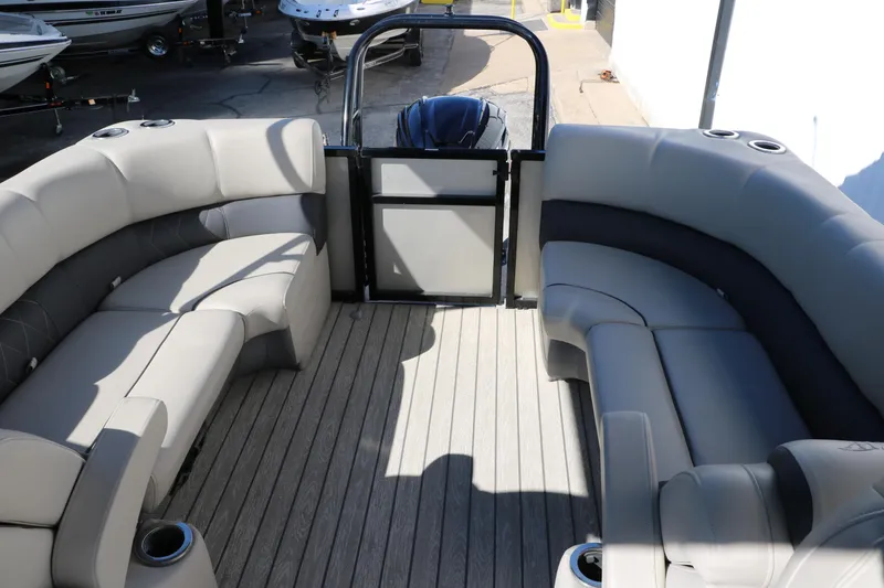 Slide: The Image of 2022 Silver Wave 2410 SW5 CLS pontoon boat interior with spacious seating and modern design. - 37