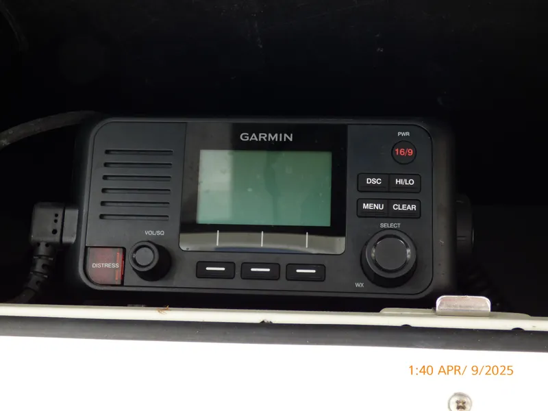 Slide: The Image of Garmin marine radio installed on a 2018 Boston Whaler 250 Outrage boat. - 41