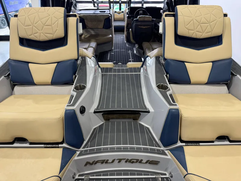 Slide: The Image of 2022 Nautique Super Air Nautique G23 Paragon interior with luxurious seating and modern design. - 14