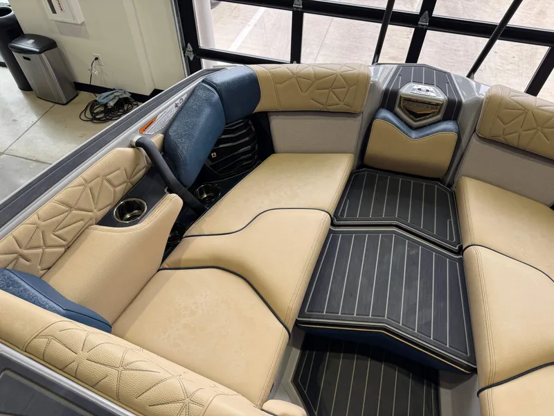 Slide: The Image of 2022 Nautique Super Air Nautique G23 Paragon interior with luxurious seating and modern design. - 23