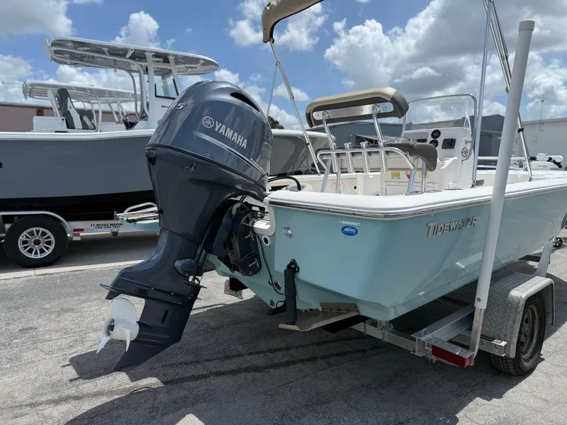 Slide: The Image of 2022 Tidewater 1910 Bay Max boat with Yamaha outboard motor on trailer. - 8