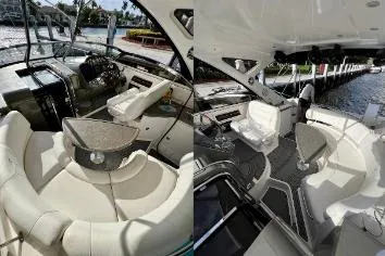 Slide: The Image of 2007 Regal Commodore 3760 IB yacht interior with plush seating and modern helm. - 10