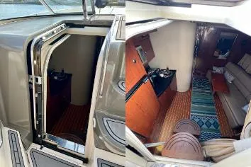 Slide: The Image of 2007 Regal Commodore 3760 IB yacht interior with kitchenette and seating area. - 12