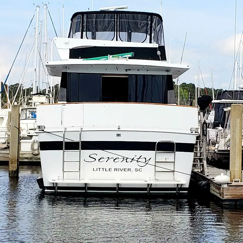 Slide: The Image of 1988 Viking 55 Motoryacht "Serenity" docked in Little River, SC marina. - 5