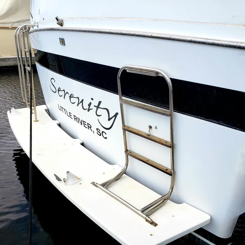 Slide: The Image of 1988 Viking 55 Motoryacht Walkaround named "Serenity" docked in Little River, SC. - 9