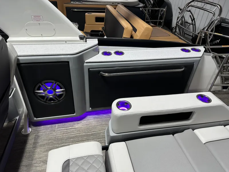 Slide: The Image of 2025 Godfrey AquaPatio 255 SFLW interior with LED lighting and modern seating. - 17