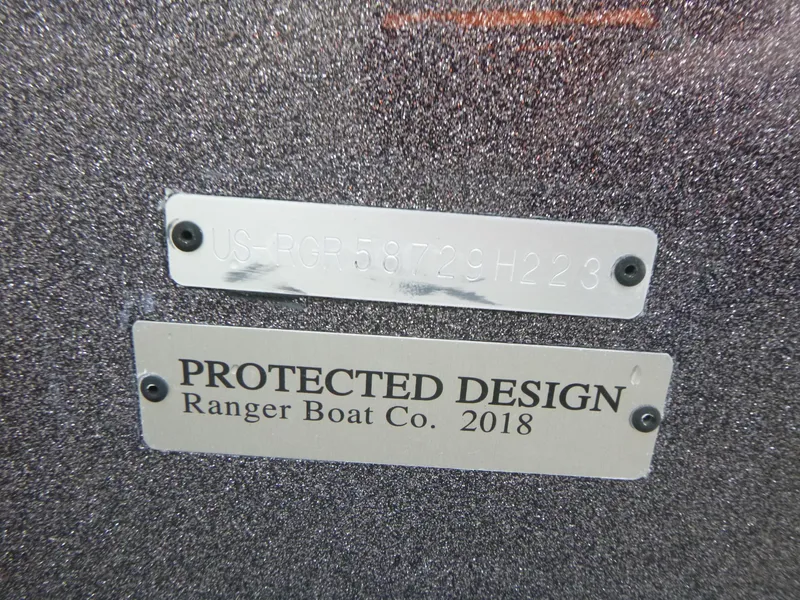 Slide: The Image of Ranger Z518 2023 boat with protected design plaque, Ranger Boat Co. 2018. - 11
