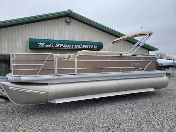 Slide: The Image of 2023 Godfrey Sweetwater SW2286F pontoon boat at Mack's Sports Center. - 1