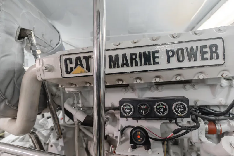 Slide: The Image of Engine room of 2005 Ocean Alexander 548 Pilothouse with CAT Marine Power engine. - 15