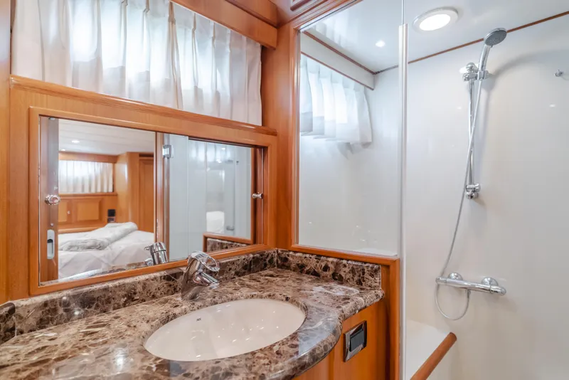 Slide: The Image of Luxurious bathroom in 2005 Ocean Alexander 548 Pilothouse yacht with marble countertop. - 43
