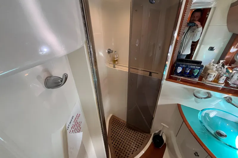 Slide: The Image of Bathroom interior of 2006 Azimut Atlantis yacht with shower and modern sink. - 38