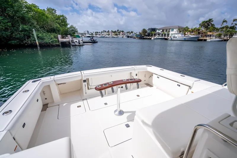 Slide: The Image of 2005 Tiara Yachts 4200 Open cockpit with scenic waterfront view. - 39
