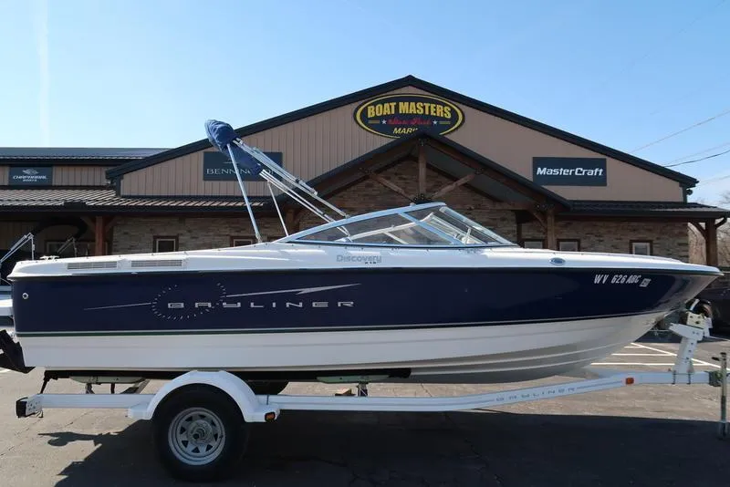 Slide: The Image of 2009 Bayliner 215 BR boat on trailer outside Boat Masters dealership. - 1