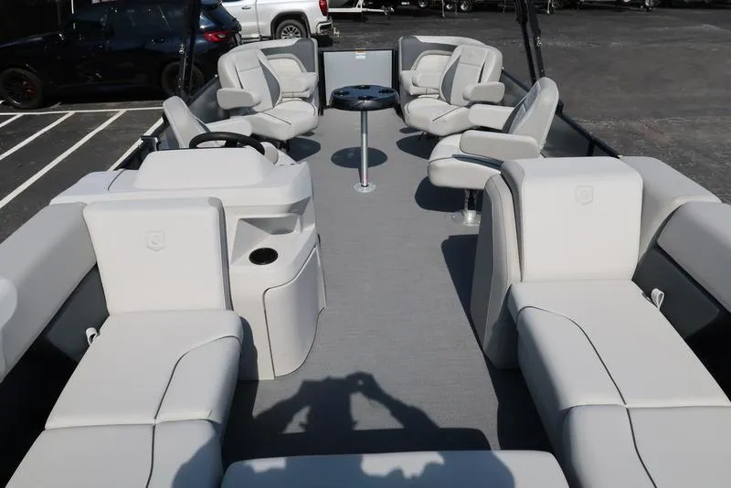 Slide: The Image of 2025 Godfrey Sweetwater 2286 QS pontoon boat with spacious seating and modern design. - 11