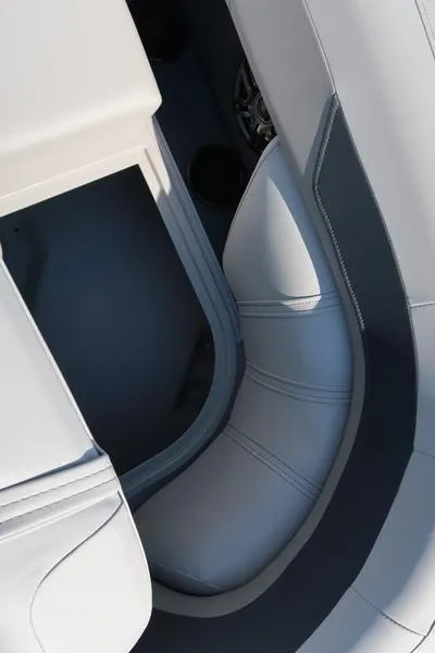 Slide: The Image of 2025 Godfrey Sweetwater 2286 QS boat interior with sleek, modern seating design. - 32
