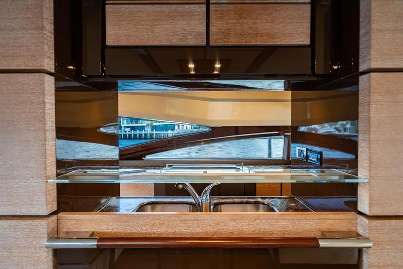Slide: The Image of Luxurious kitchen interior of 2011 Azimut 70 Fly yacht with modern design and waterfront view. - 35