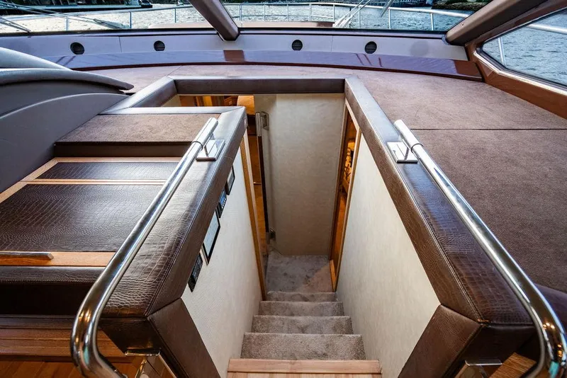Slide: The Image of Staircase leading below deck on 2011 Azimut 70 Fly yacht. - 47