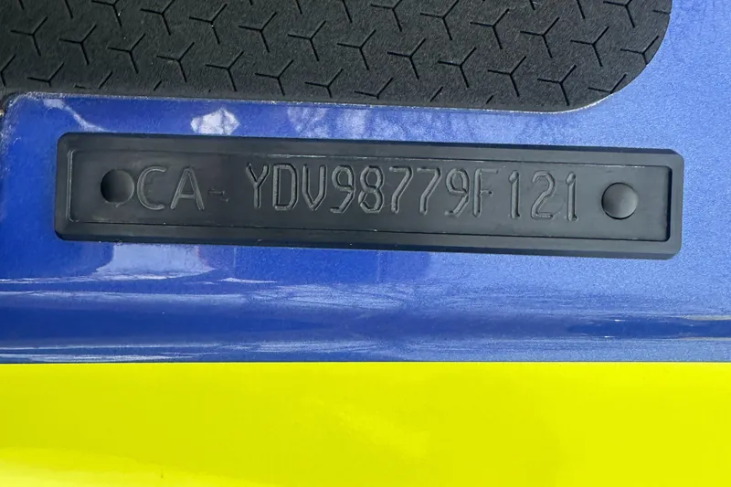 Slide: The Image of 2021 Sea-Doo Wake Pro 230 HIN plate, blue and yellow design. - 33