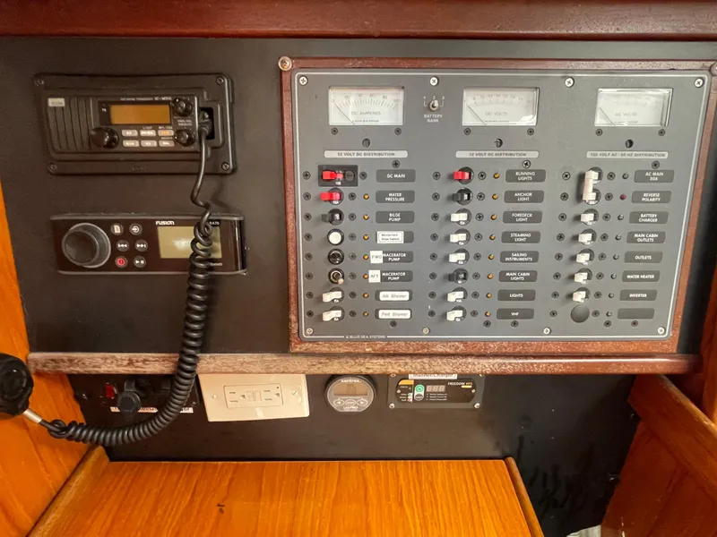 Slide: The Image of Electrical control panel on a 1991 Beneteau Oceanis 390 sailboat. - 8