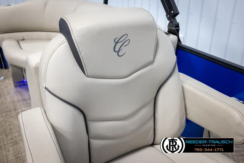 Slide: The Image of Luxurious seating on 2018 Cypress Cay 233 Seabreeze boat, featuring elegant embroidery. - 30