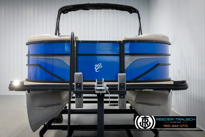 Slide: The Image of 2018 Cypress Cay 233 Seabreeze pontoon boat on trailer in showroom. - 7