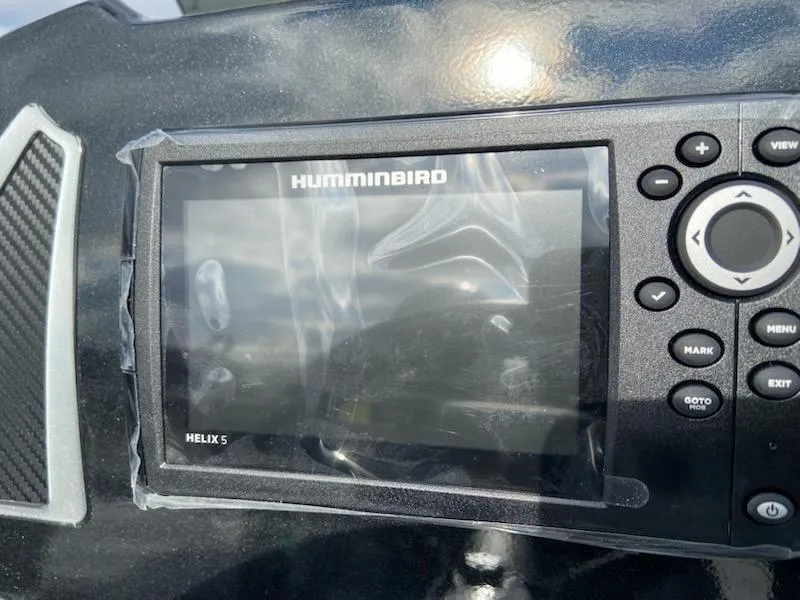 Slide: The Image of Humminbird Helix 5 fish finder on Express H20C, 2025 model, with protective film. - 5