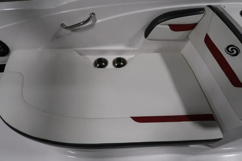 Slide: The Image of 2023 Hurricane SunDeck Sport 205 OB boat interior with seating and cup holders. - 15