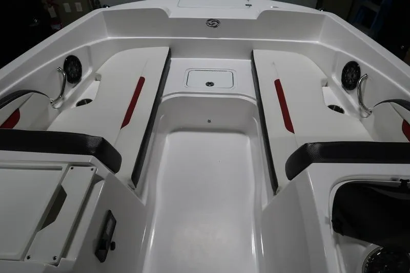 Slide: The Image of 2023 Hurricane SunDeck Sport 205 OB interior with spacious seating and modern design. - 18