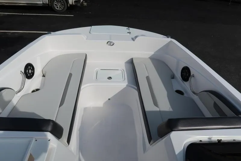 Slide: The Image of 2023 Hurricane SunDeck Sport 205 OB boat interior with spacious seating and sleek design. - 25