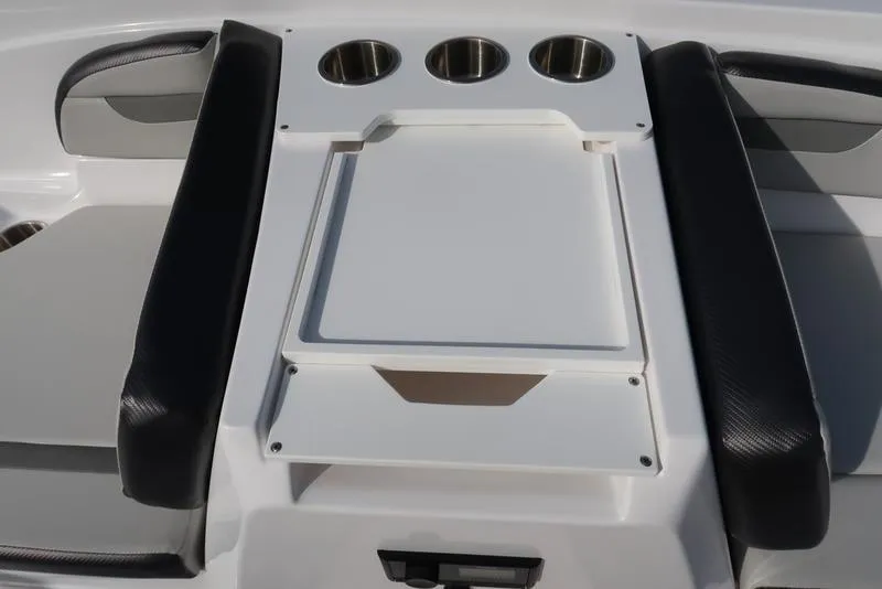 Slide: The Image of 2023 Hurricane SunDeck Sport 205 OB boat seating with cup holders and storage. - 32