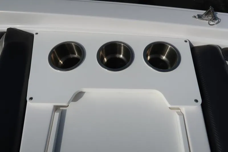 Slide: The Image of 2023 Hurricane SunDeck Sport 205 OB boat with three stainless steel cup holders. - 33