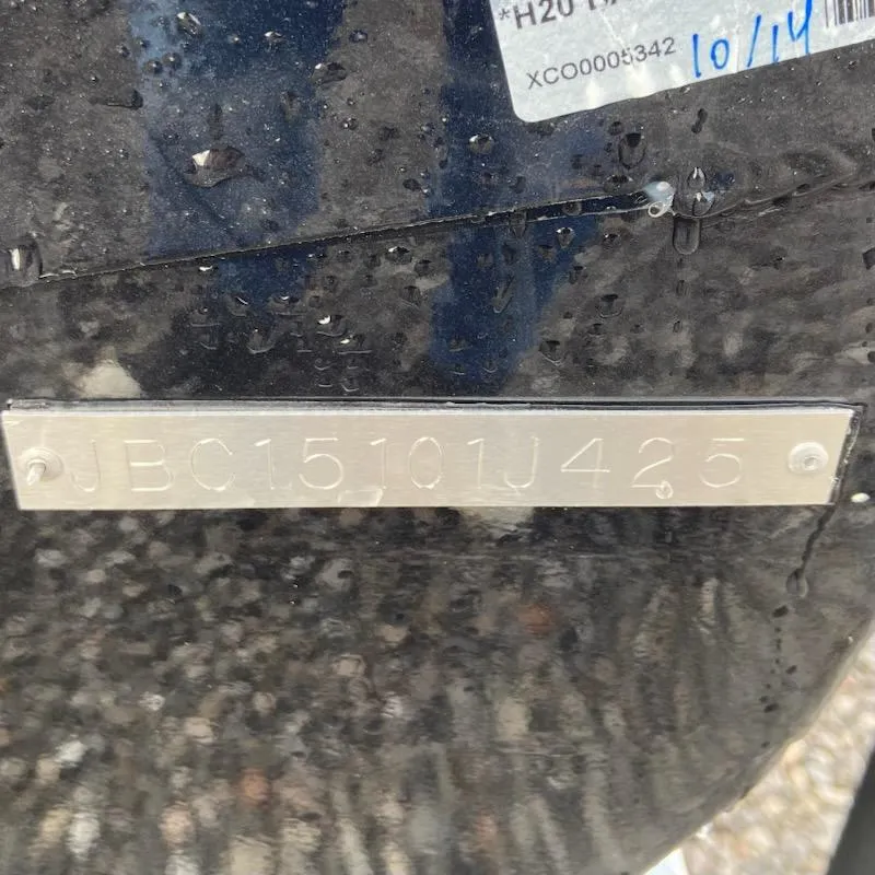 Slide: The Image of 2025 Xpress H20 Bass boat identification plate with serial number JBC15101J425. - 12
