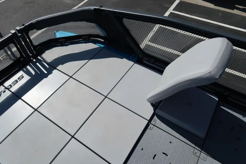 Slide: The Image of 2023 Sea-Doo Switch® Sport 21-230 hp Galvanized deck with seating, showcasing modern design. - 19