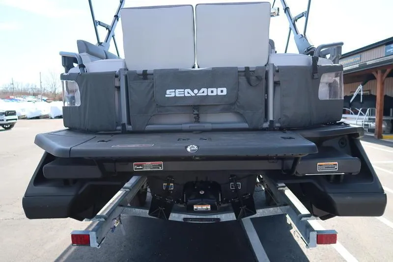 Slide: The Image of 2023 Sea-Doo Switch® Sport 21-230 hp Galvanized, rear view on trailer. - 5